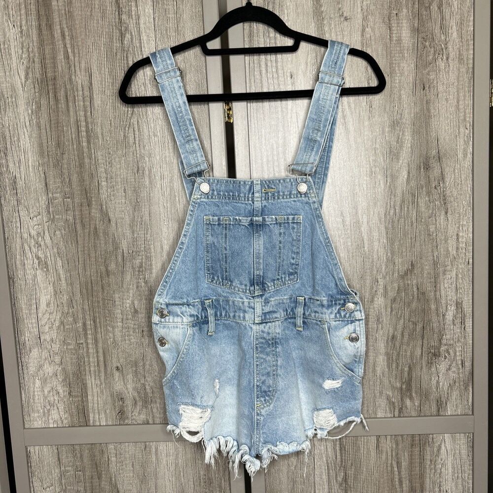 We The Free Denim Overall Shorts Shortalls Distressed Festival Concert Size 25